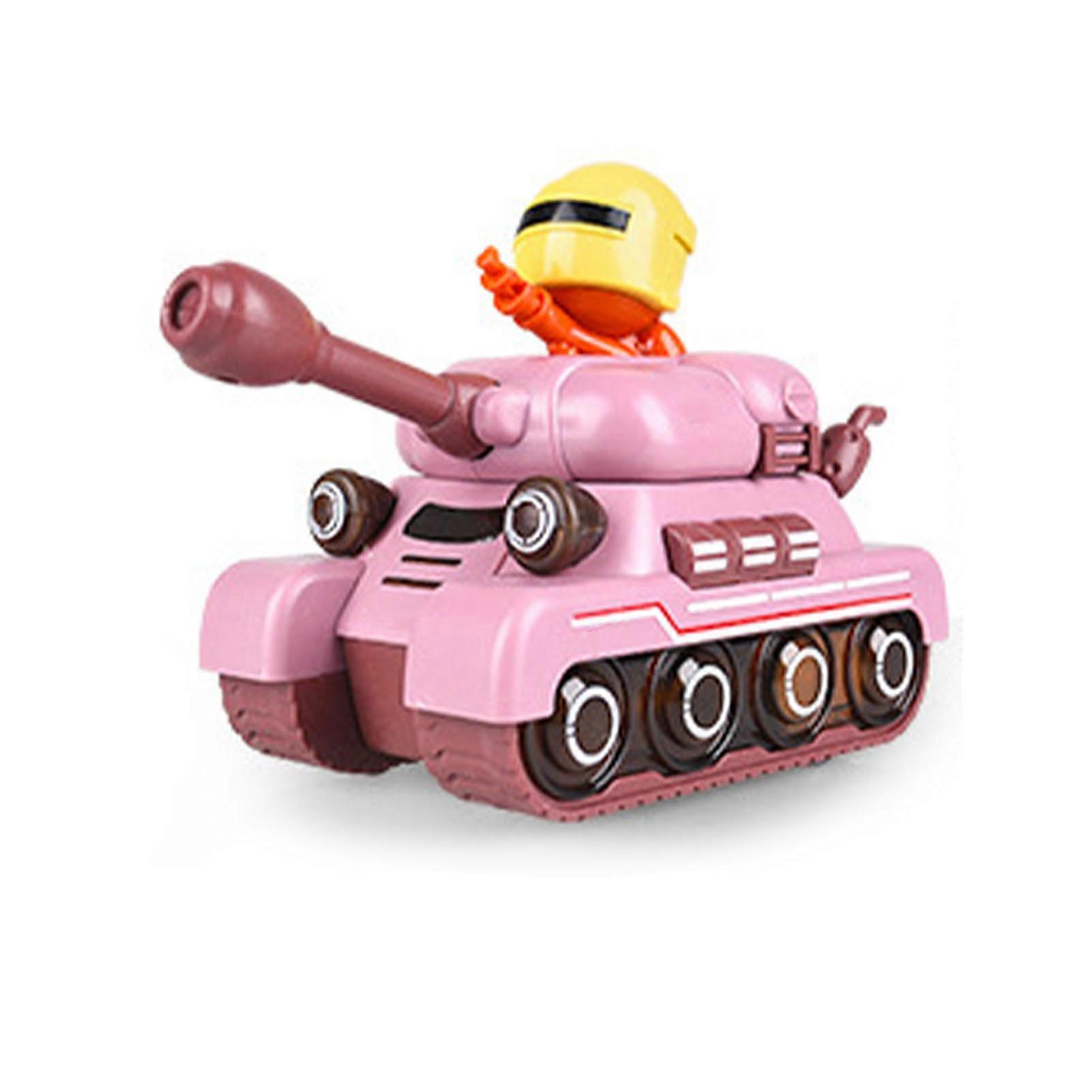 Tank Toy Rotatable Turret Inertia Tank Truck Toy with Sound and Light Effects for Kids Red