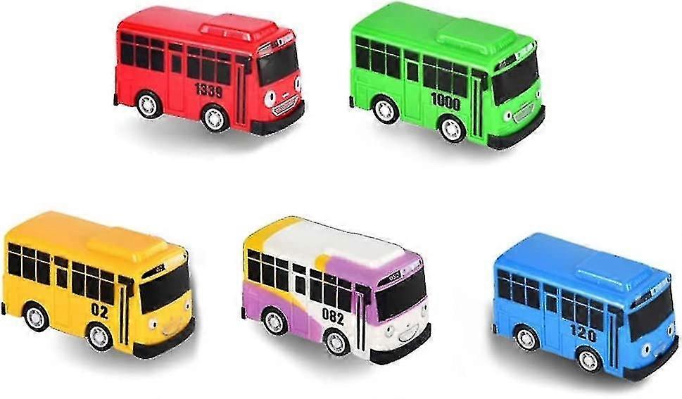 Fite 5pcsリトルバスTayoおもちゃ、リトルバスTayoカーおもちゃセット、友人ミニszkydのためのミニカーをプルバック