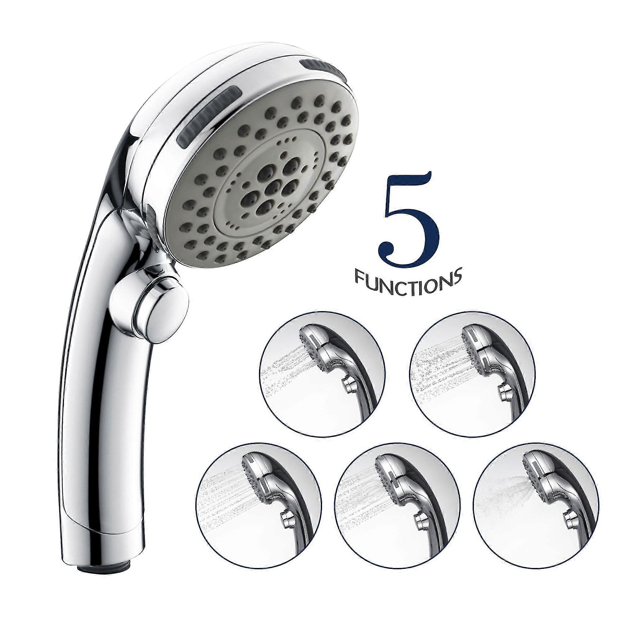 5 Spray Types Hand Shower High Pressure Shower Head Rain Shower With Water Stop