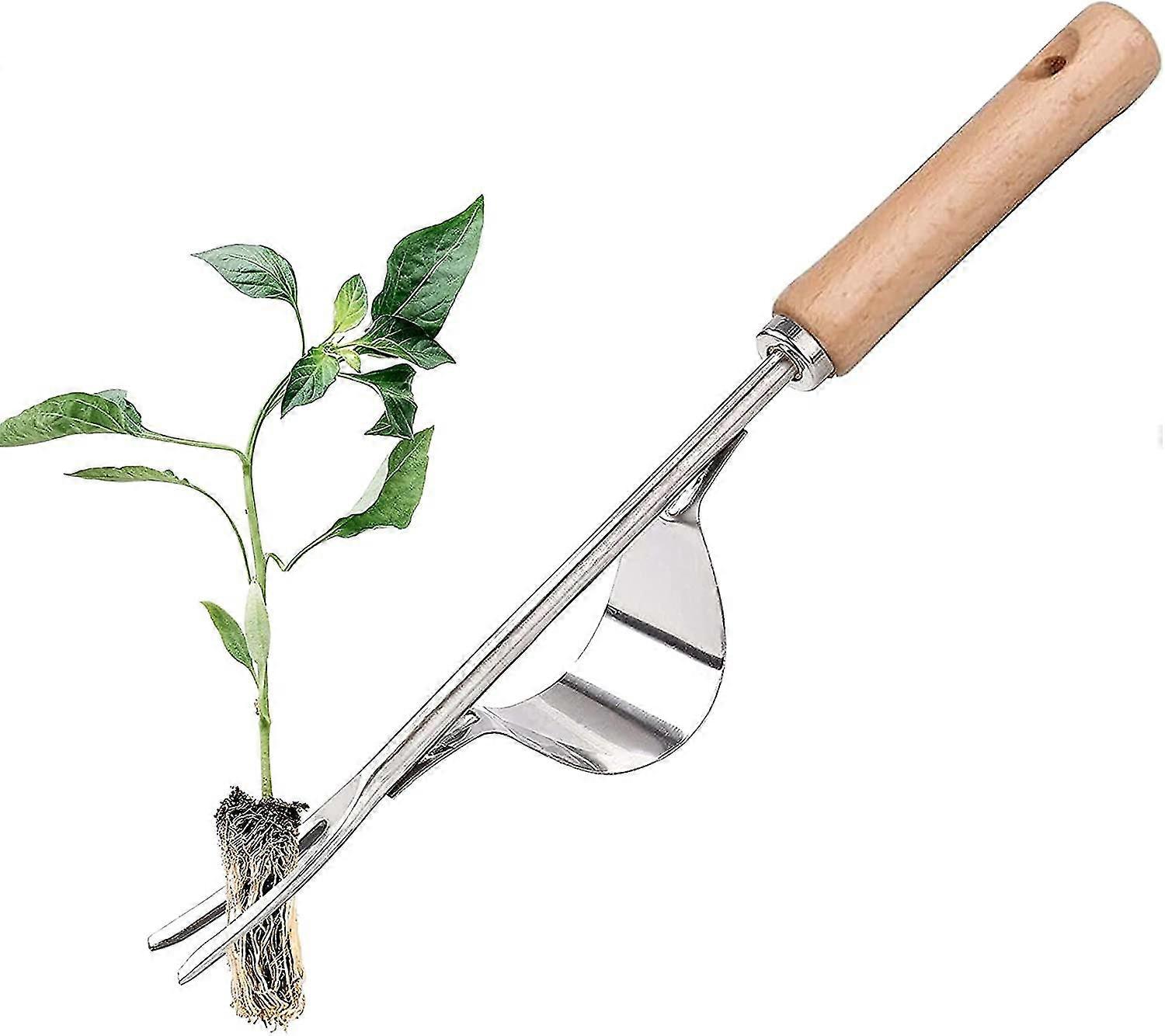 Stainless Steel Manual Weeder, 1 Piece Manual Weeder Tool, Weeder With Wooden Handle, Hand Weeding Tool For Digging, Weeding, Loosening, Weeding Dande