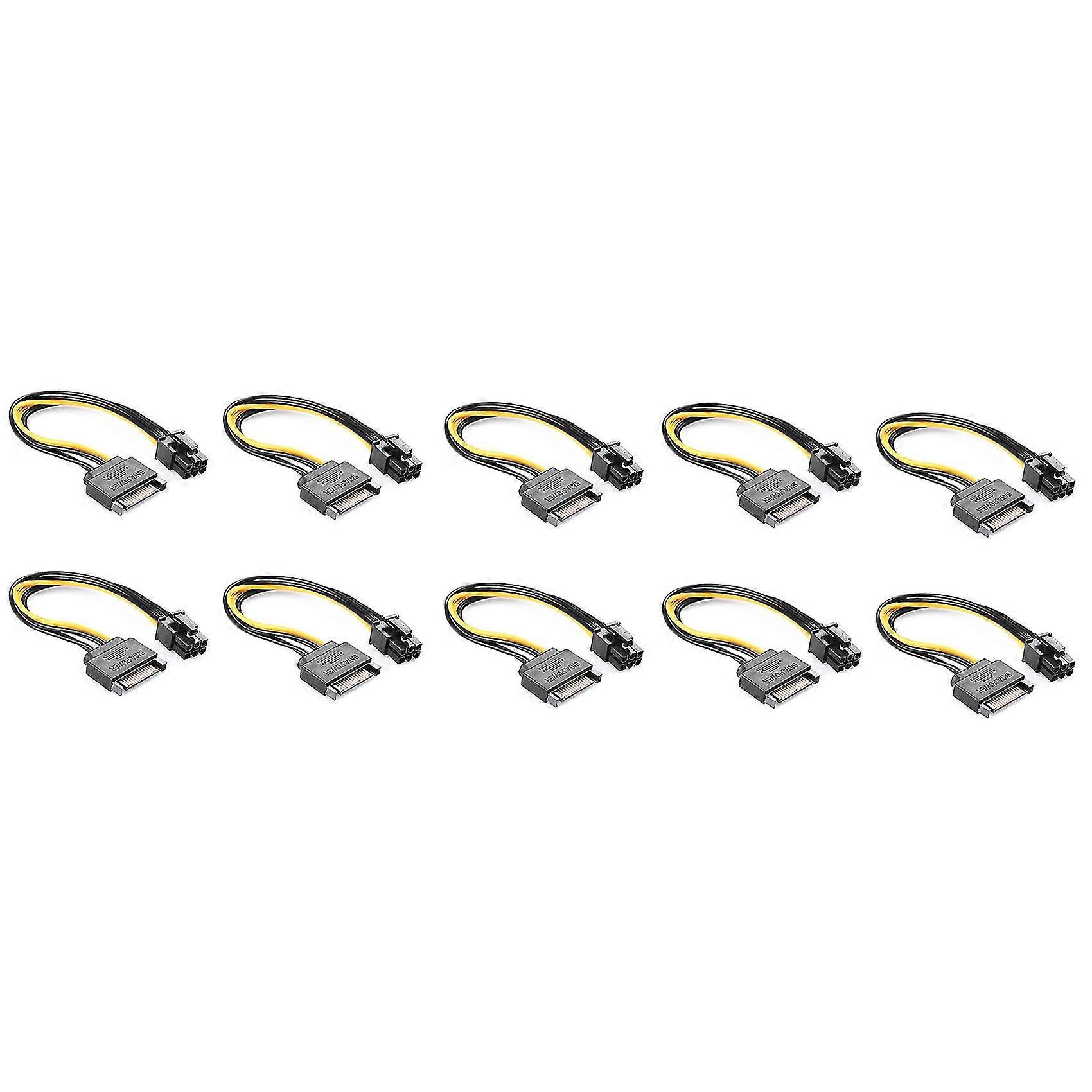 10 Pcs 15pin Sata To 6pin Cable Adapter Connector 6p Pci-e Express Adapter Graphics Video Card Conv