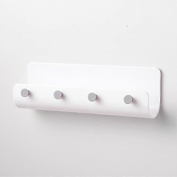 U-shaped nail-free wall-mounted with 4 hooks, storage rack, storage hook rack, white