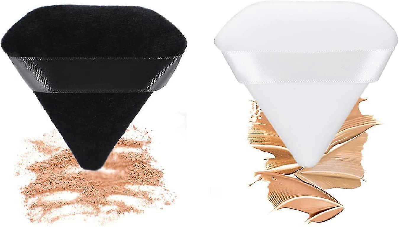 Triangular Powder Puff, Facial Soft Powder Puff 2pcs Reusable Makeup Sponge Dry Wet Makeup Foundation Sponge Makeup Tools