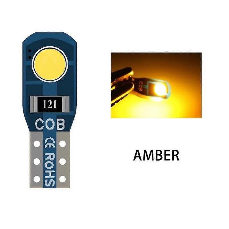 10stk T5 W3W Pære COB 2SMD Bil Interiør Lys Super Lyse Dashbord Advarselsindikator 12V Kile Auto Instrumentlampe