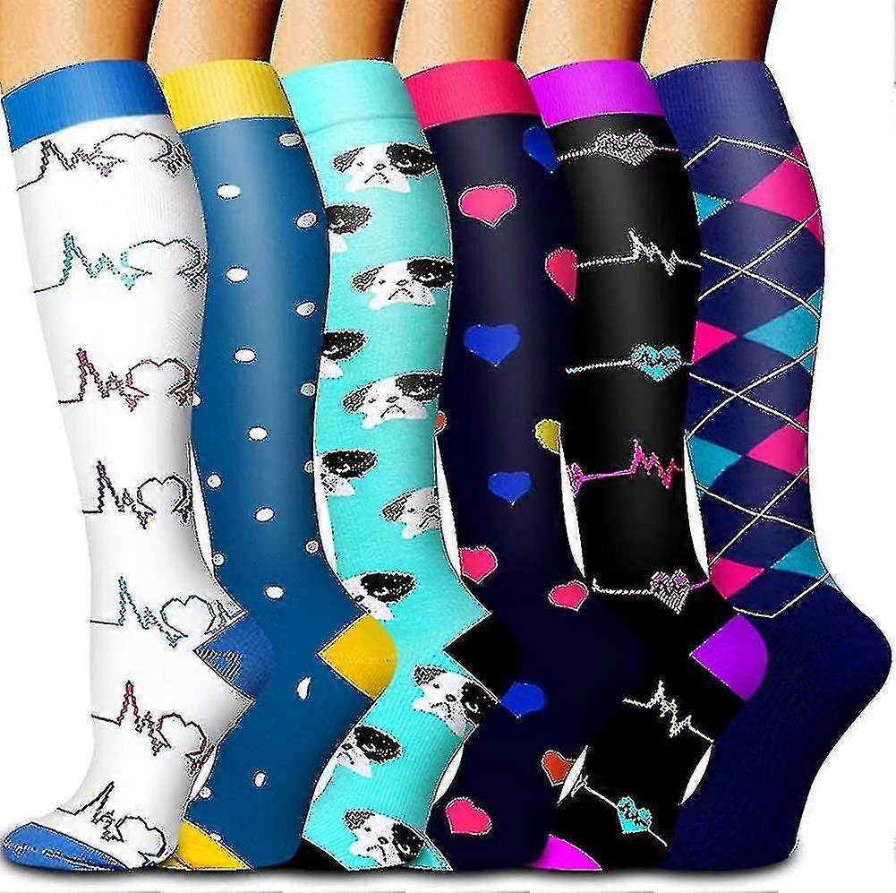 6 Pack Copper Unisex Compression Socks Circulation-best Support For Medical