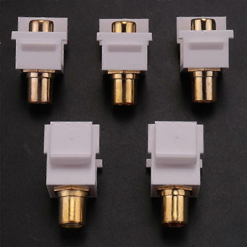 5-Pack RCA Jack Insert Connector Socket Female Snap in Adapter Port Gold Plated Inline Coupler for