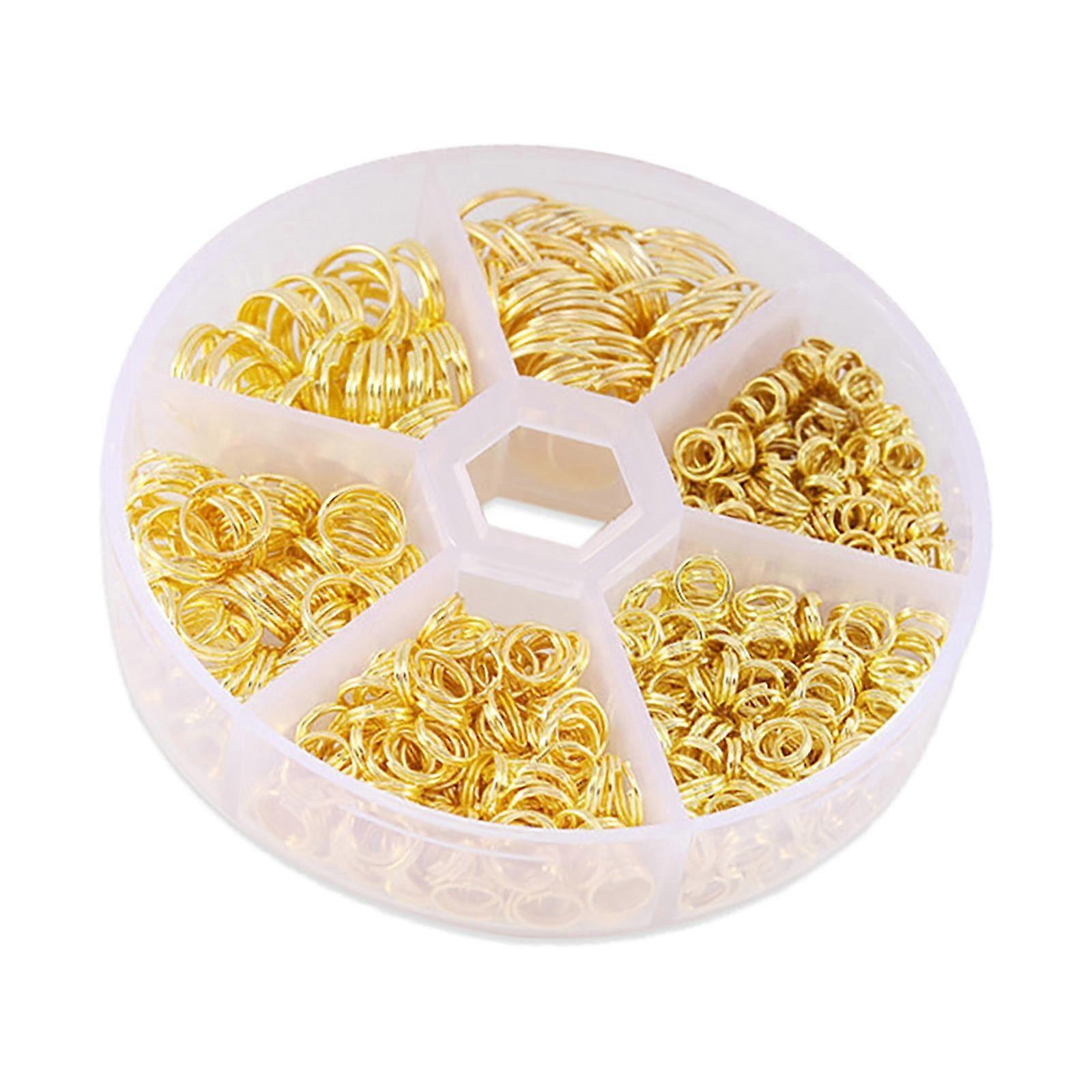 Iron Key Chain Rings Kit Double Loop Round Key Rings Keyrings DIY Golden