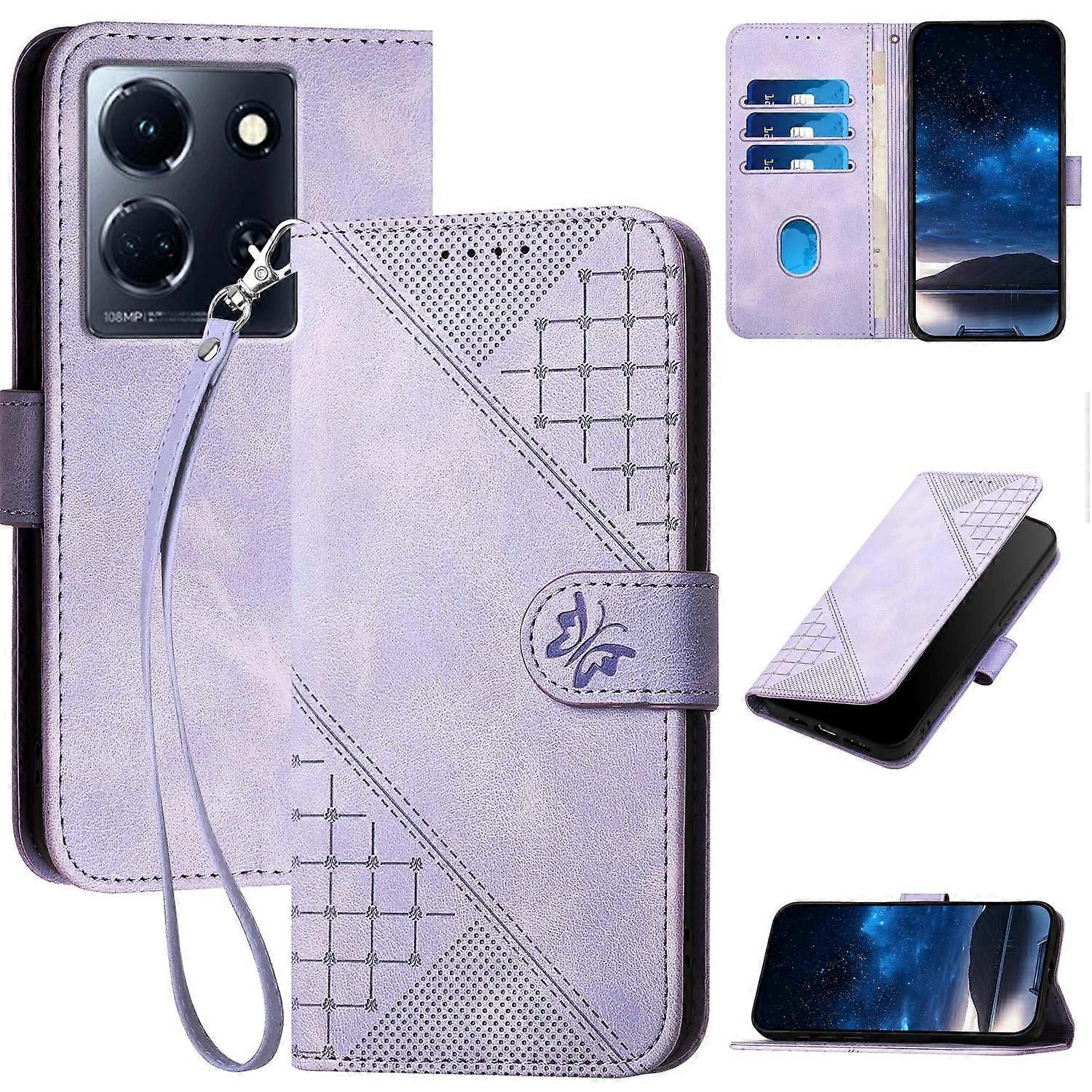 Grid Butterfly PU Case For Infinix Note 30 5G