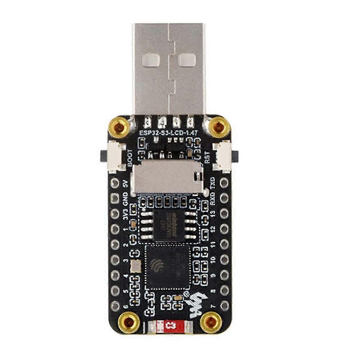 Πίνακας ανάπτυξης ESP32-S3 1.47 ιντσών οθόνη LCD επί του σκάφους RGB έγχρωμη θήκη κάρτας micro-SD πλήρους ταχύτητας USB σειριακή θύρα