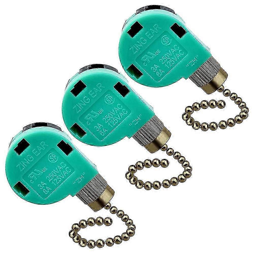 3 Pack Ceiling Fan Switch 3 Speed 4 Wire Ear ZE-268S6 Fan Pull Chain Switch Replacement Speed Contr
