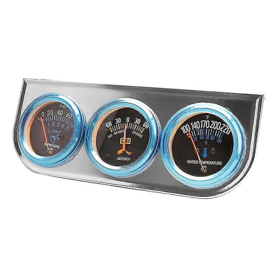 52mm Chromowany miernik samochodowy z potrójnym miernikiem Amperomierz Temperatura wody Ciśnienie oleju Zestaw combo 3 w 1