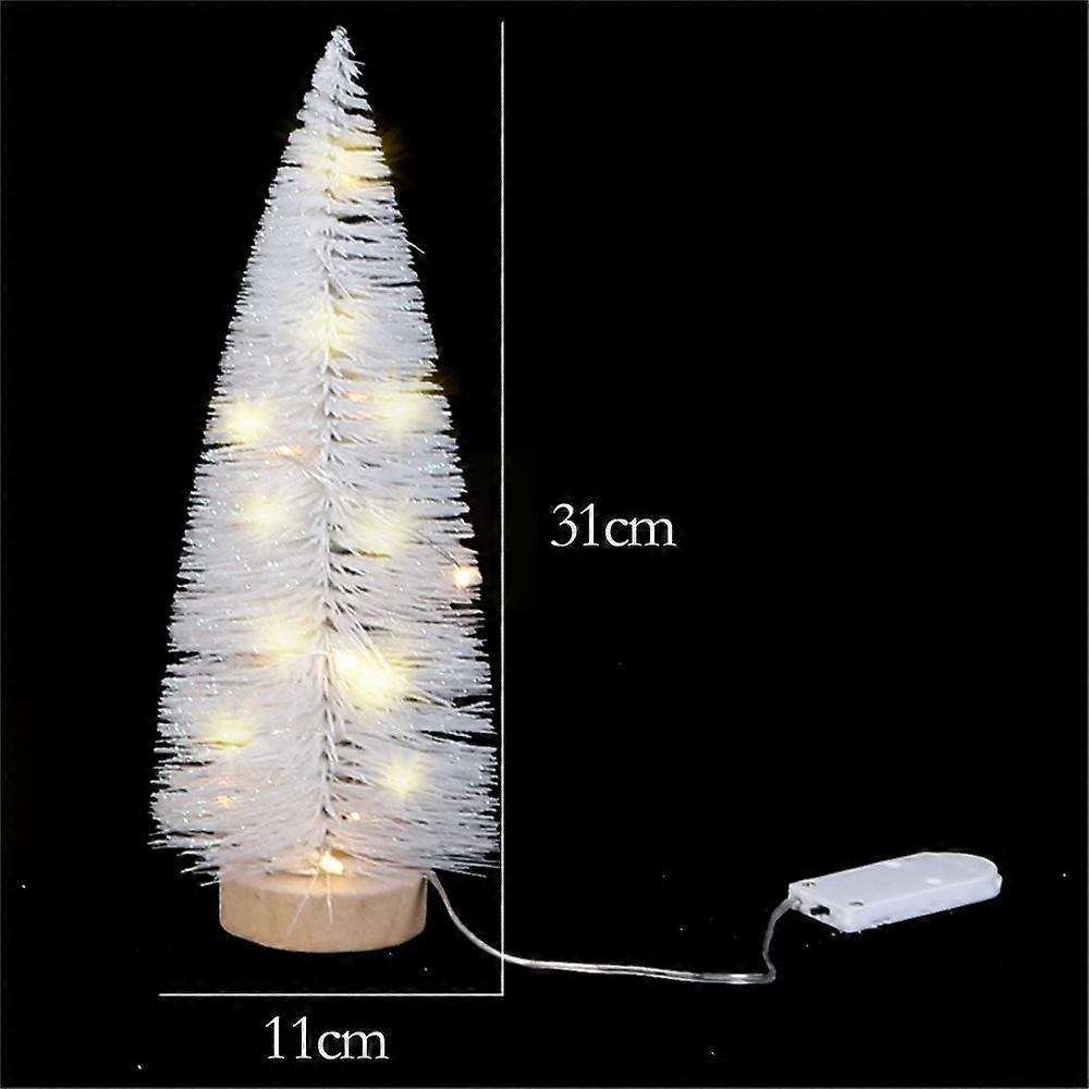 juletræ hvid C julepynt julebordsdisplay hvidt minijuletræ med LED-lys