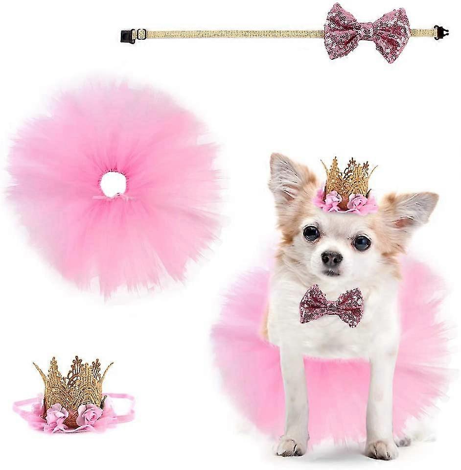 ペットの誕生日パーティーのクラウンハット、犬のペット用品、襟のプリンセスドレスセット