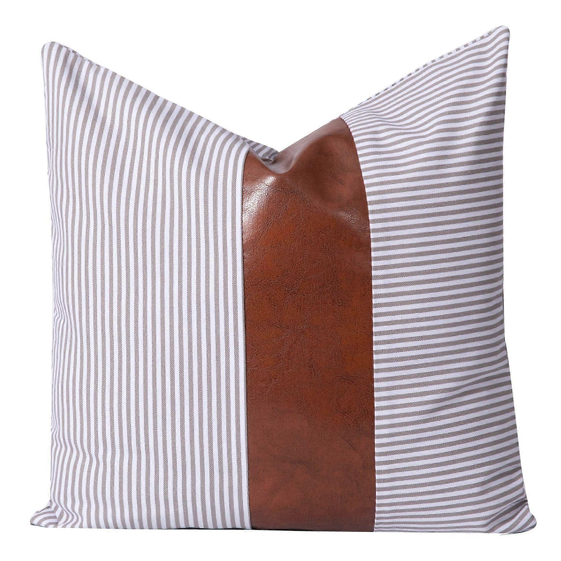 Pillowcases Faux Leather Set of 2 Boho Modern Accent Style