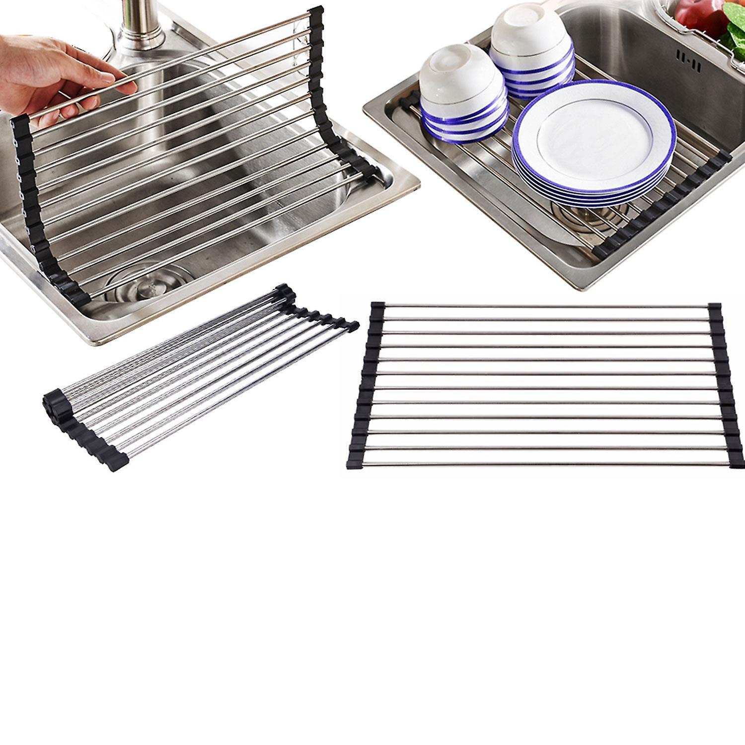 Kitchen Stainless Steel Multi-purpose Sink Roll-up Drying Rack