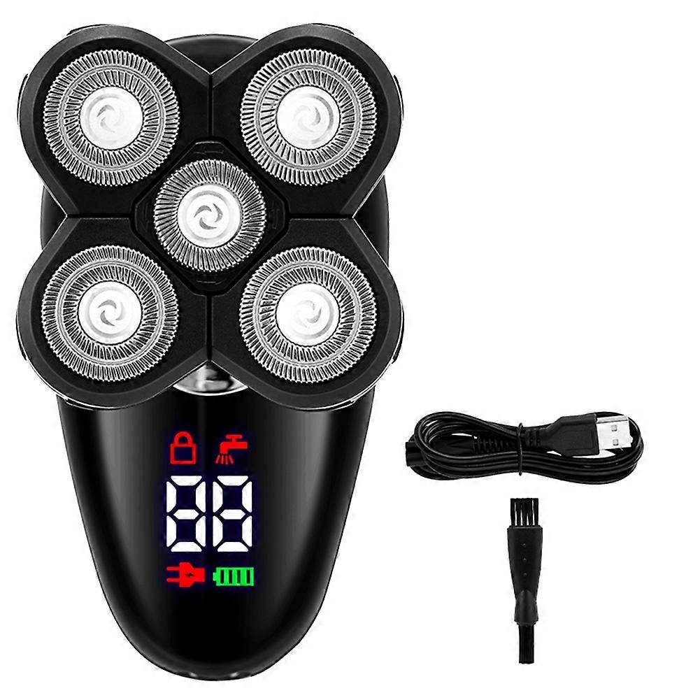 Electric for Men Bald Head Shaver LED Display Nose Hair Beard Trimmer Clippers Cleansing Brush 2Pcs