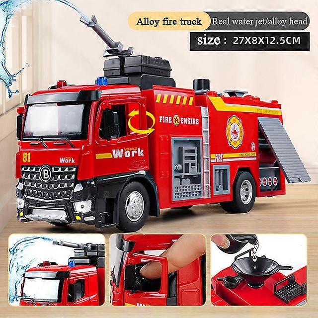 סגסוגת גדולה כבאית צעצוע עיר Diecast רכב הנדסה יכול לרסס סולם מים רכב הצלה מכונית צעצוע ילד מתנה