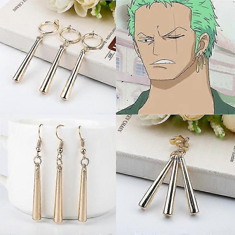 Orecchini Cosplay Roronoa Zoro One Piece, In Lega Metallica Dorata, 3.4 Cm, Per Fan E Costume