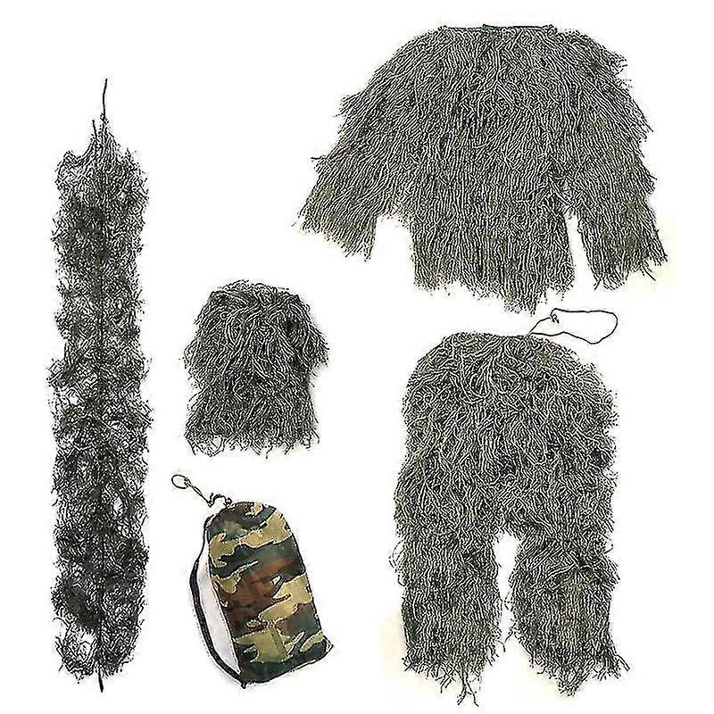 Camo Woodland Παιδικό Μέγεθος Ghillie Κοστούμι για Δάσος Κυνήγι Παιχνίδι - Τσάντα 5 τεμαχίων