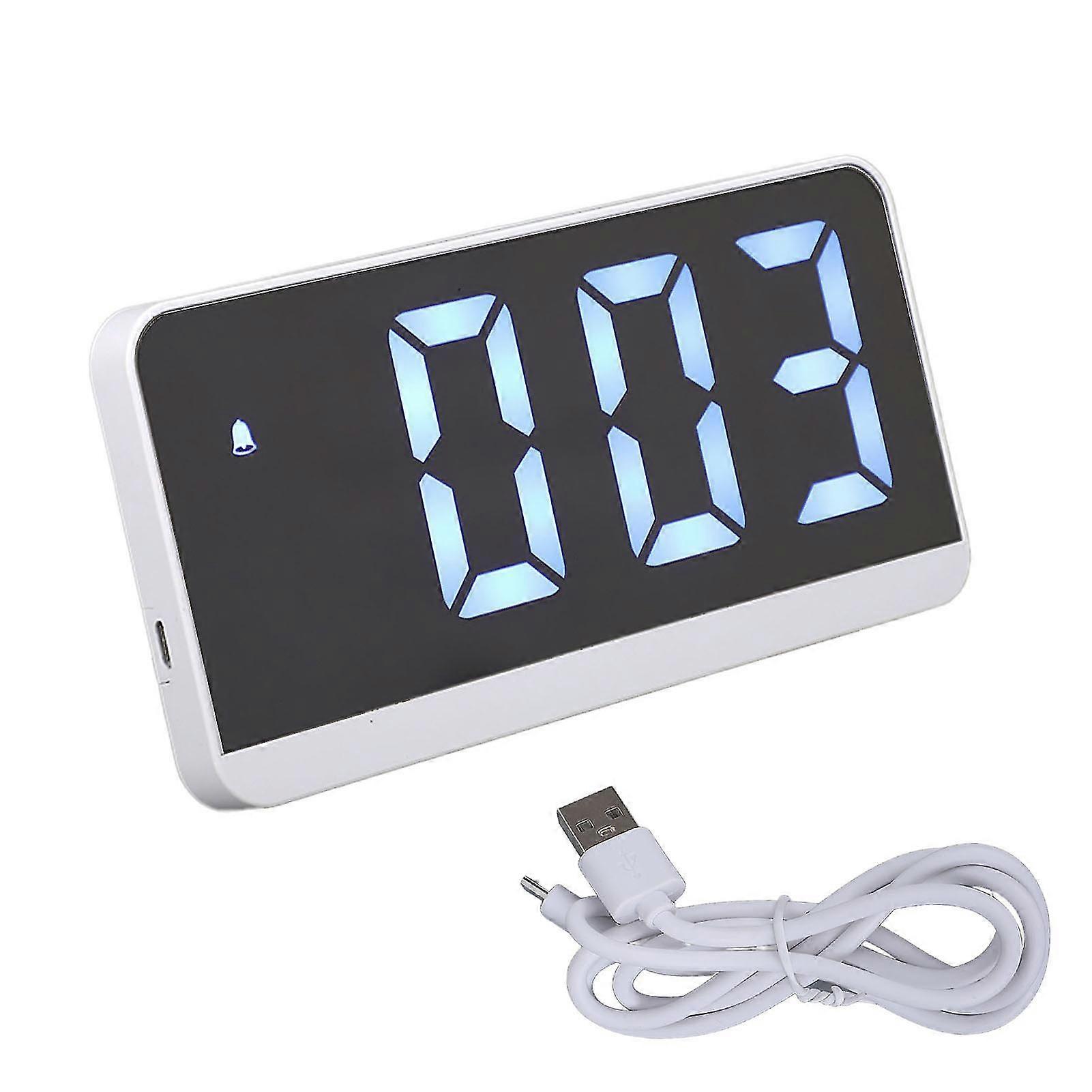 LED Mirror Digital Alarm Clock with Voice Control and Brightness Adjustment