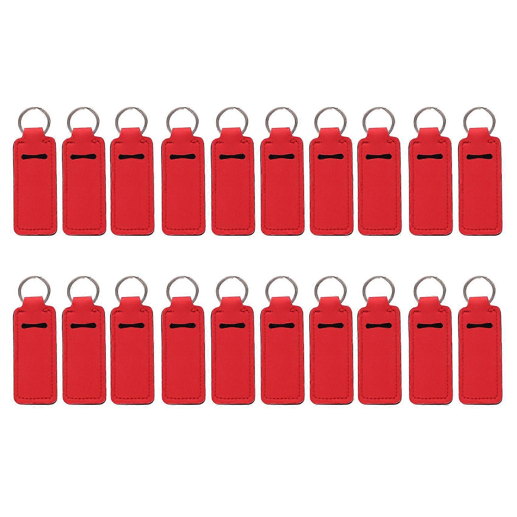 Keychain Neoprene Chapstick Holders Lipstick Cases Cover Hand Bottle Cover Key Chain(red)