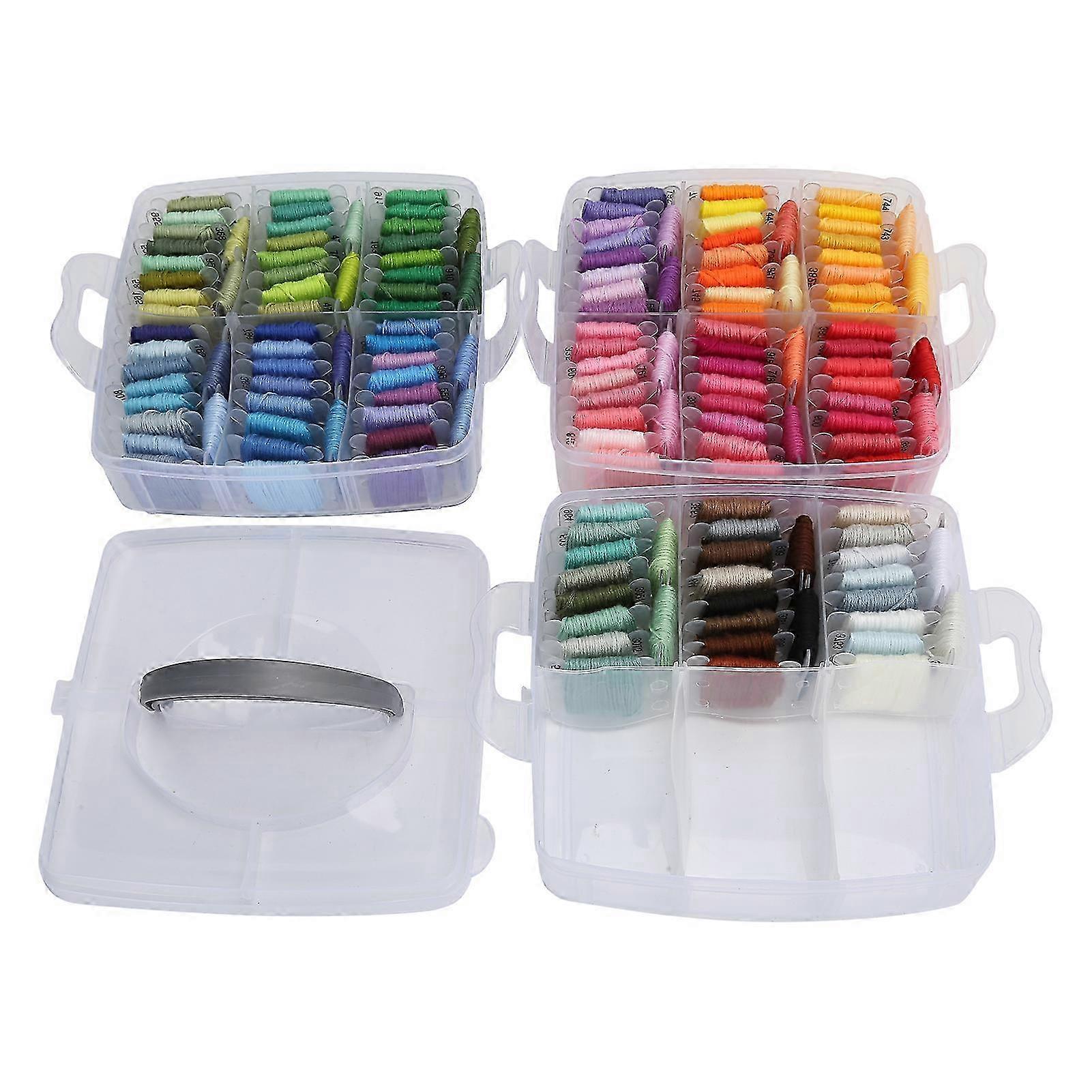 التطريز الموضوع ثلاثي الطبقات مربع 150Color البلاستيك المجلس خيوط الخياطة لمنتجات الخياطة الحرفية