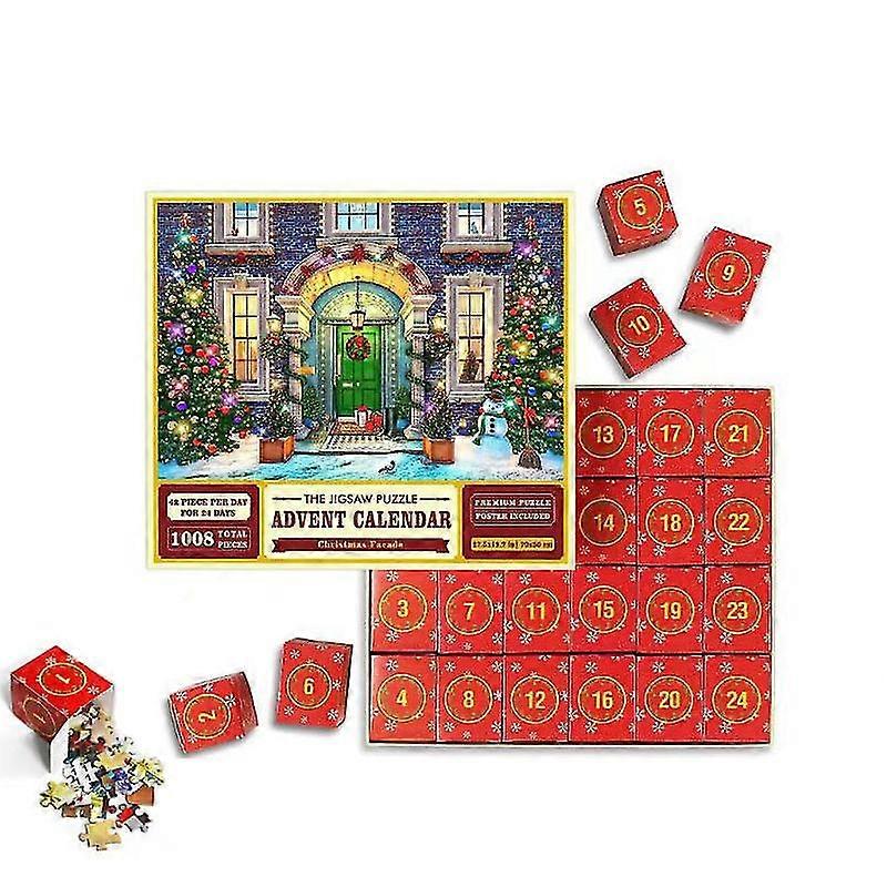 1008ピースパズルクリスマス24日カウントダウンカレンダーサプライズブラインドボックスキッズDIYクリスマスパズルおもちゃギフトボックス大人のクリスマスアドベントカレンダー