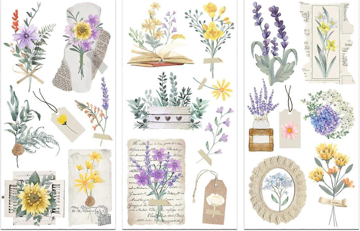 Flower Rub on Transfers for Furniture and Crafts Decals 6x12 inch Furniture Transfer Stickers Self Adhesive Waterproof Redesign Dcor Transfers Decals