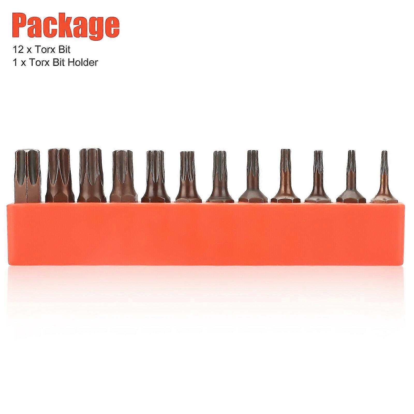 12Pcs 1/4" Hex Shank Torx Bits Drill Set Security Tamper Proof T6-T40 S2 Steel