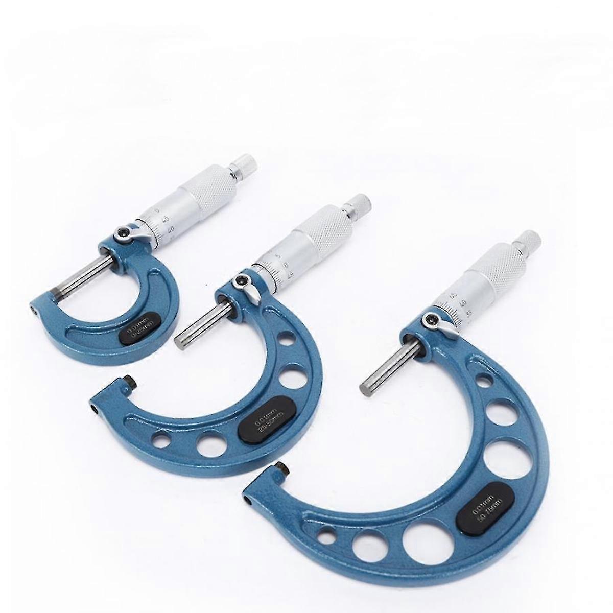 0-3''/0-75mm Premium Outside Micrometer Tool Set Round Frame Scale Carbide Tips