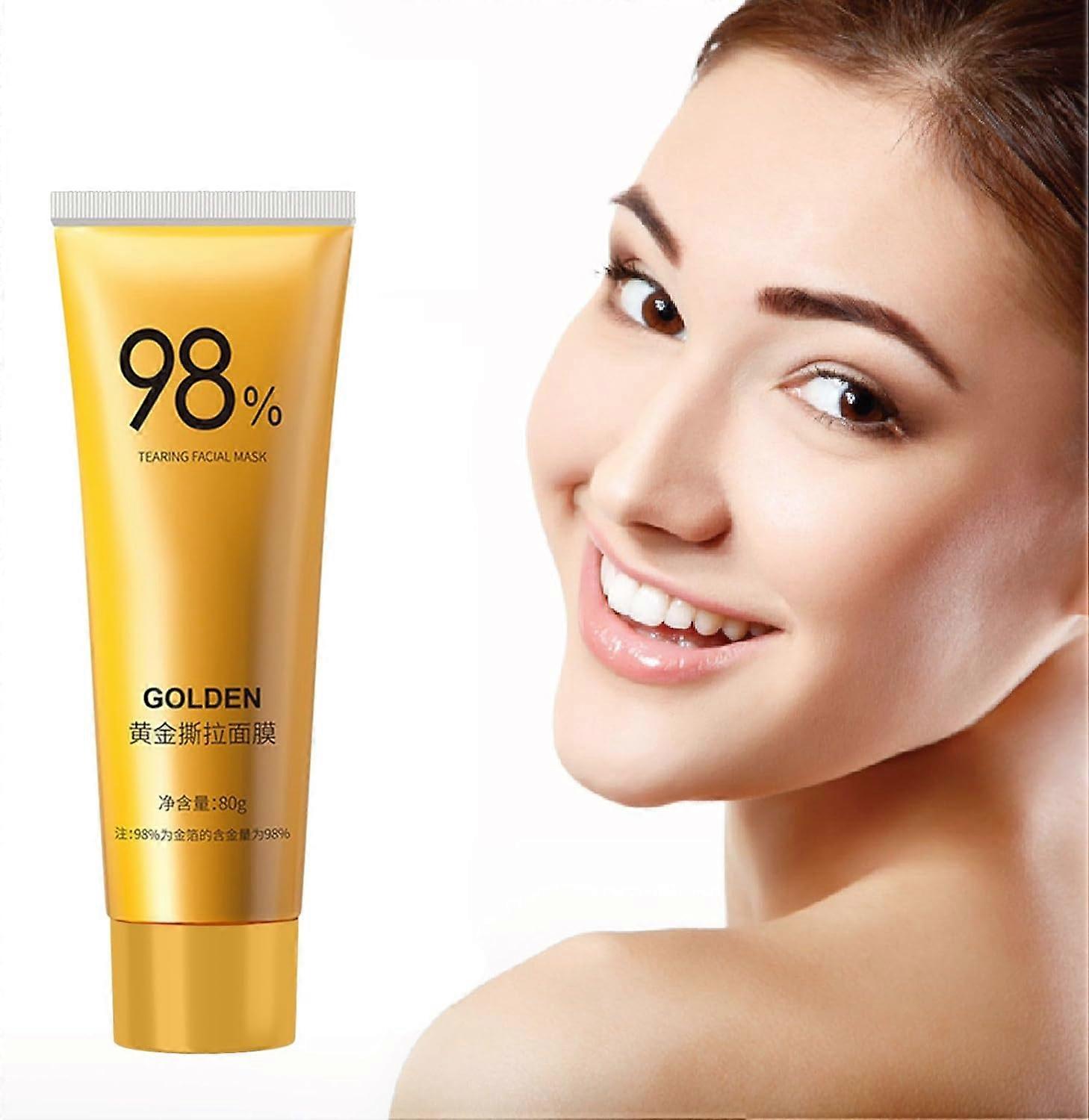 Golden Peel Off Mask, Anti Wrinkle Anti Ageing Gold Face Mask, 98% Gold Foil Off Mask to Remove Blackheads and Wrinkles