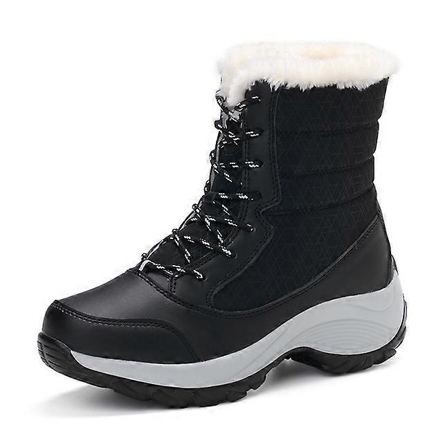 Snow női csizma Puha csizma nőknek vízálló női cipő Fűzős platform csizma Plüss lapos Botas Mujer női téli cipő