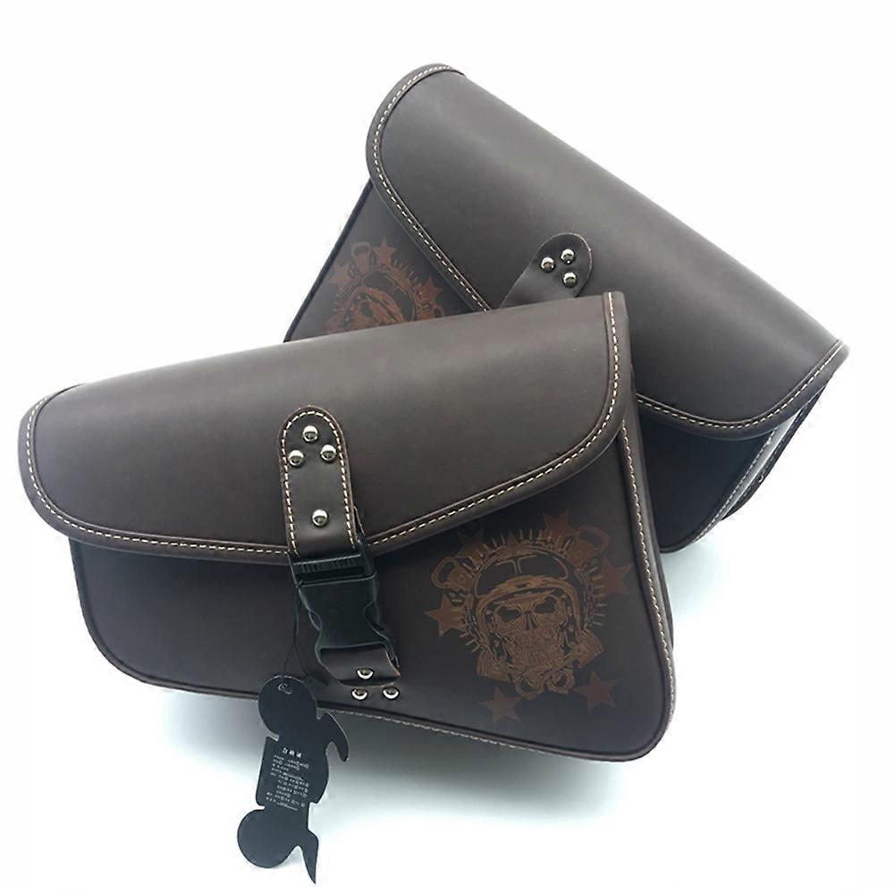 حقيبة سرج جلدية للدراجات النارية بني حقيبة أدوات جانبية Universak صالح لهوندا ياماها سوزوكي هارلي سبورتستر XL 883 XL1200