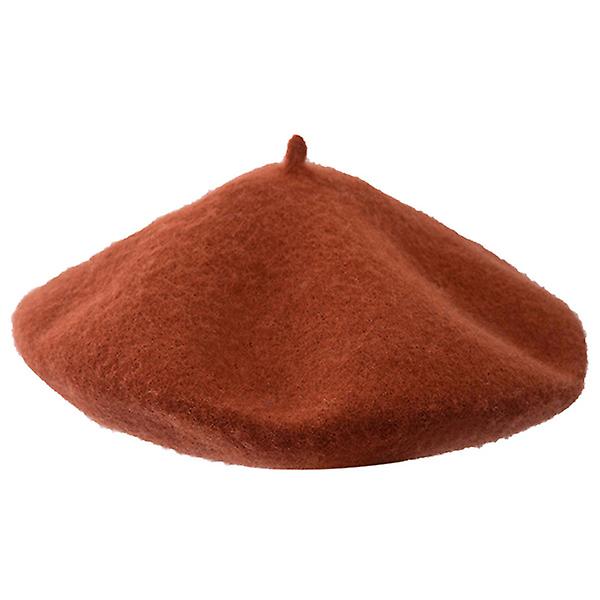 Vintage efterår vinter solid farve Varm ulden baret Hat Cap Mursten Rød