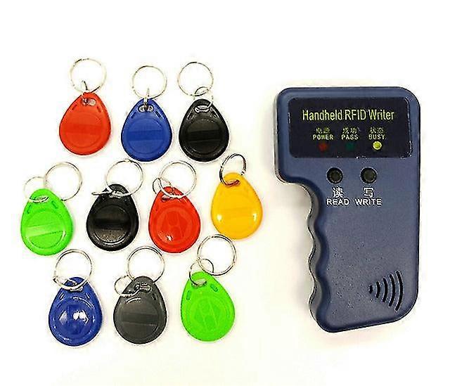 Handheld 125khz em4100 tk4100 rfid copier writer duplicator programmer reader + 5pcs em4305 t5577 rewritable id keyfobs tags
