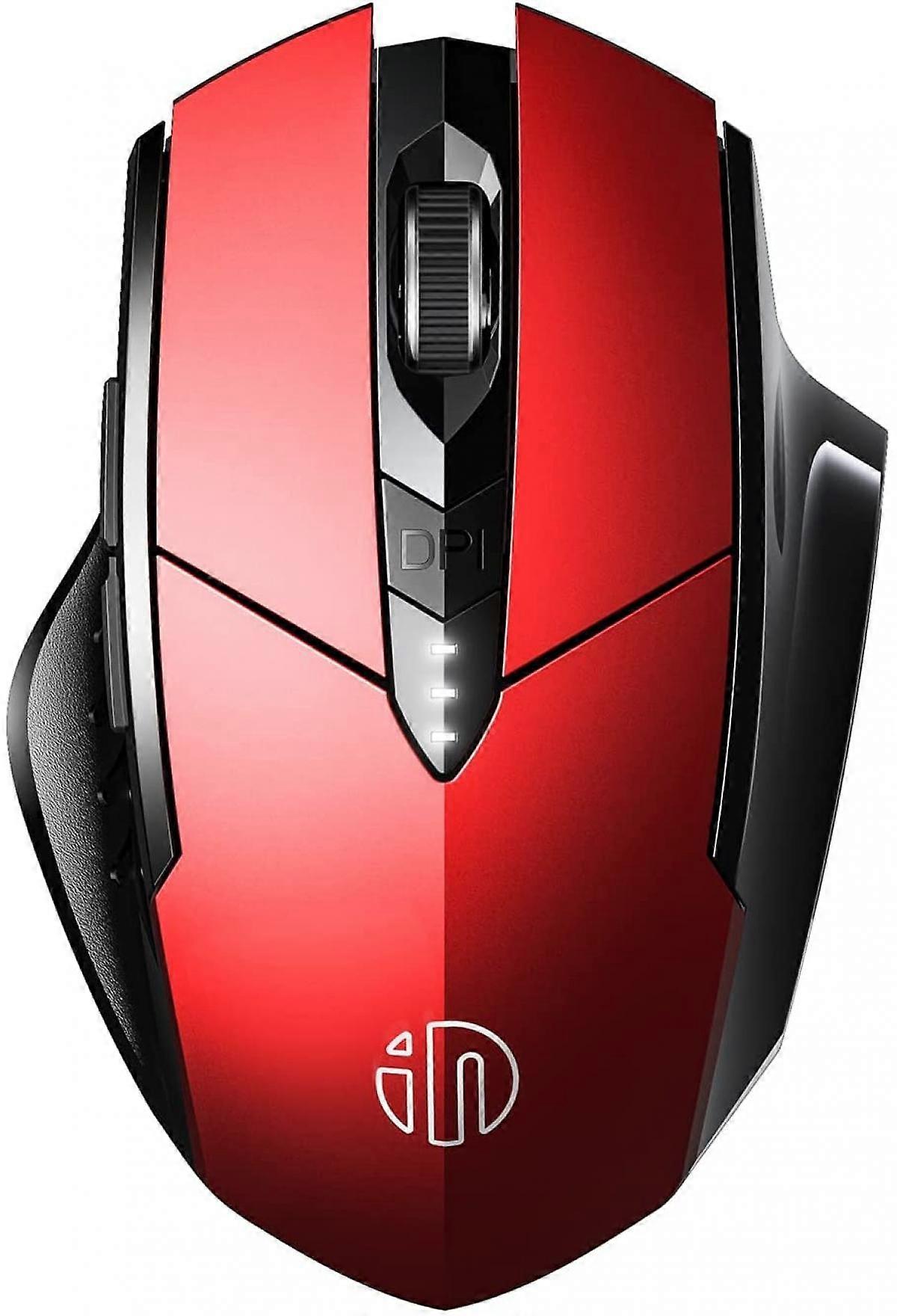 Robotic feel bluetooth mouse Upgrade: battery level visible, rechargeable wireless mouse multi-device (three modes: 5.0/4.0+2.4Ghz), red