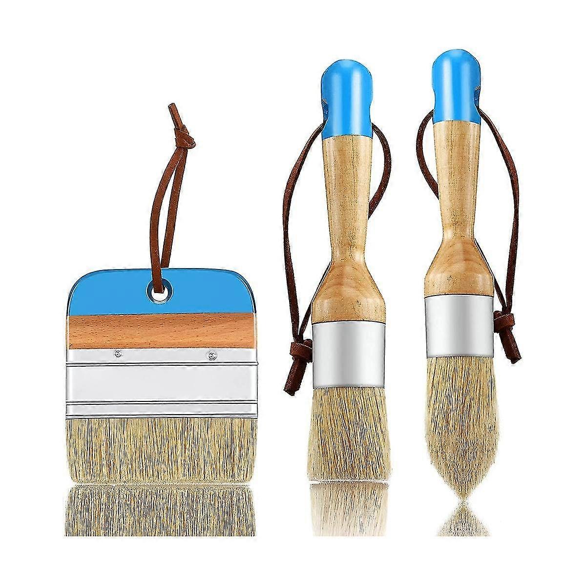 3 PCS Chalk And Wax Paint Brushes Oval Brush for Acrylic Painting Bristle Stencil Brushes for Wood