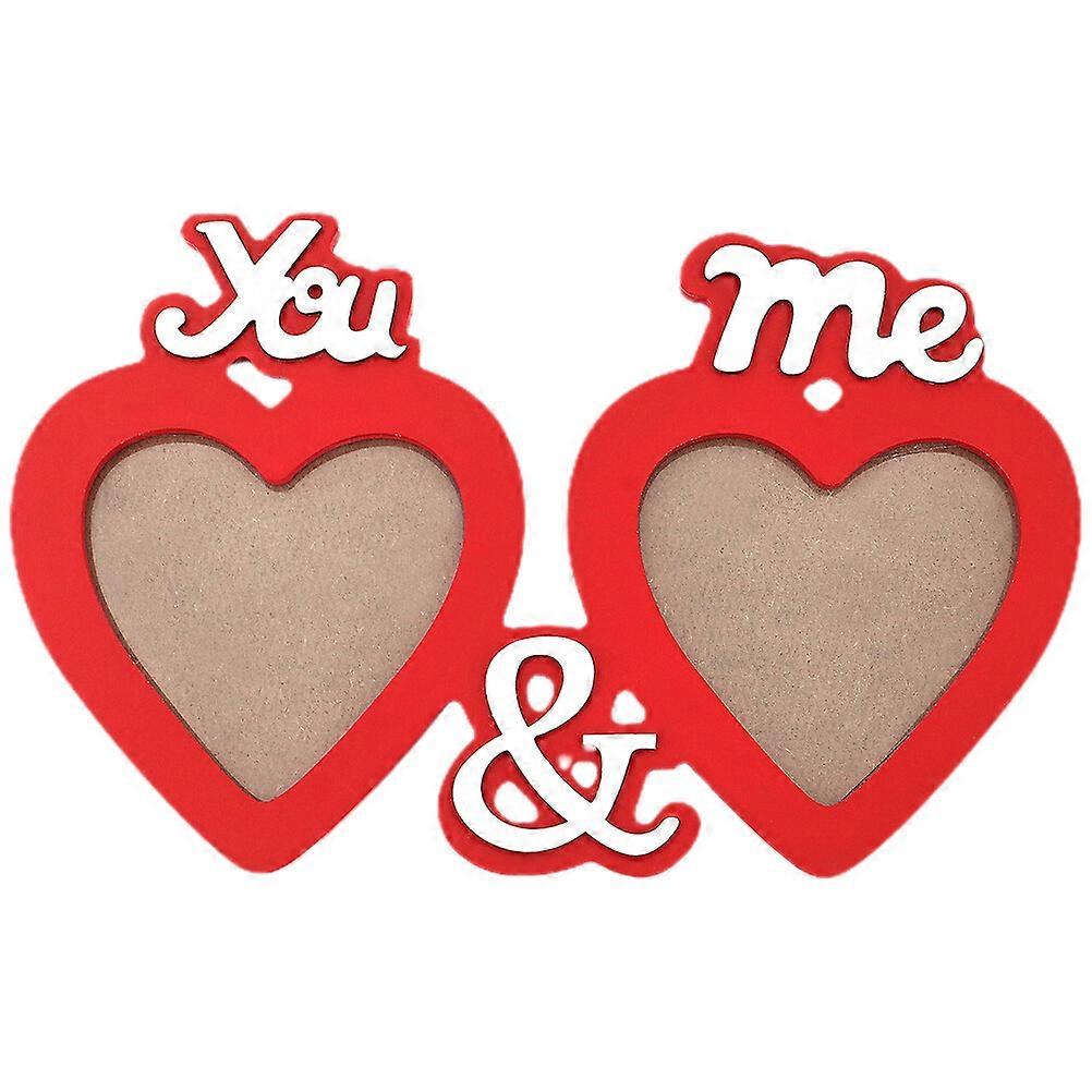 Wooden Picture Frame Double-Heart Molding Decorative Photo Display Frame