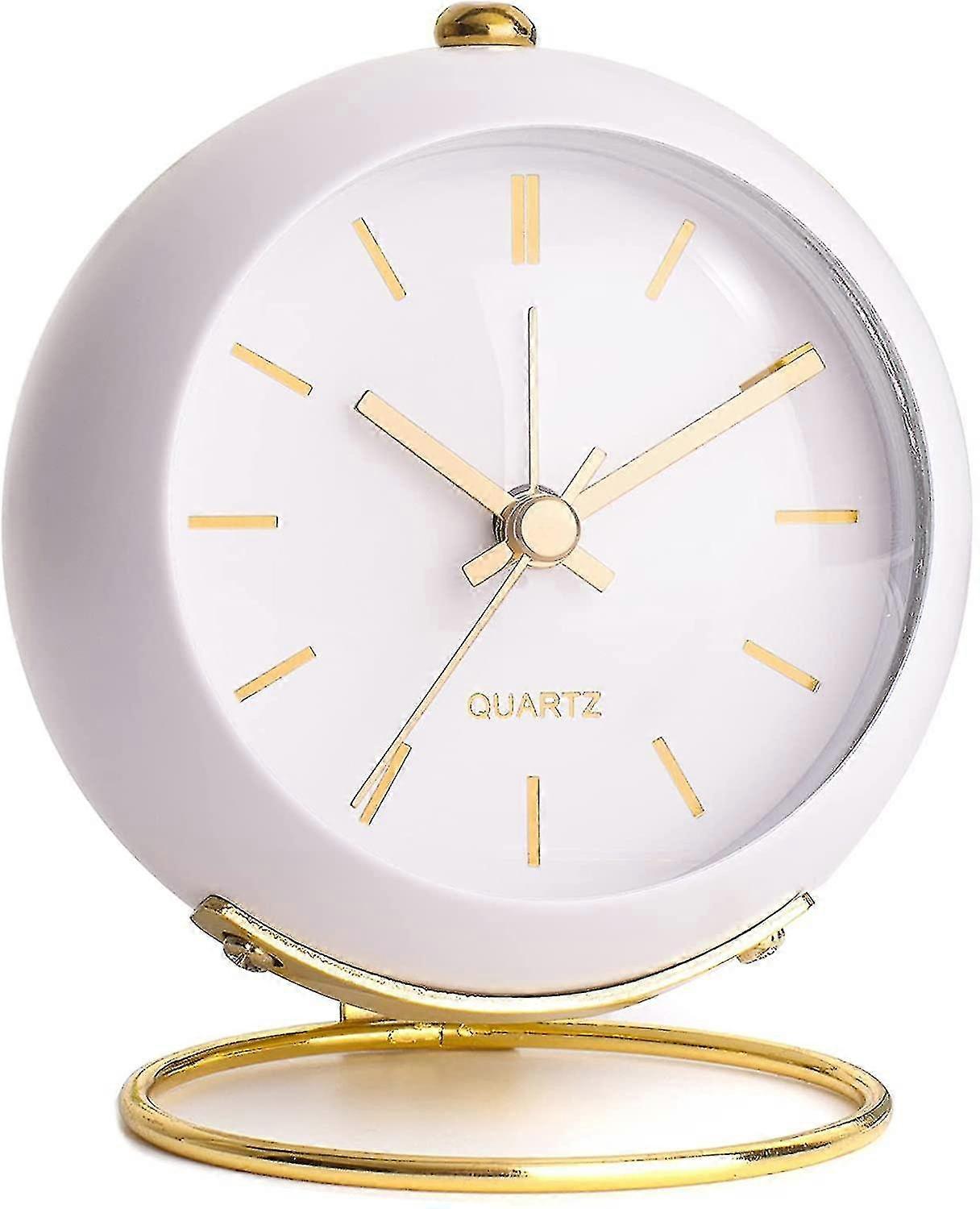 Battery Operated Desk Alarm Clocks With Light,retro Silent No Ticking Analog Small Clock,loud Vintage Table Alarm Clocks For Bedside/bedroom  (blue)-M