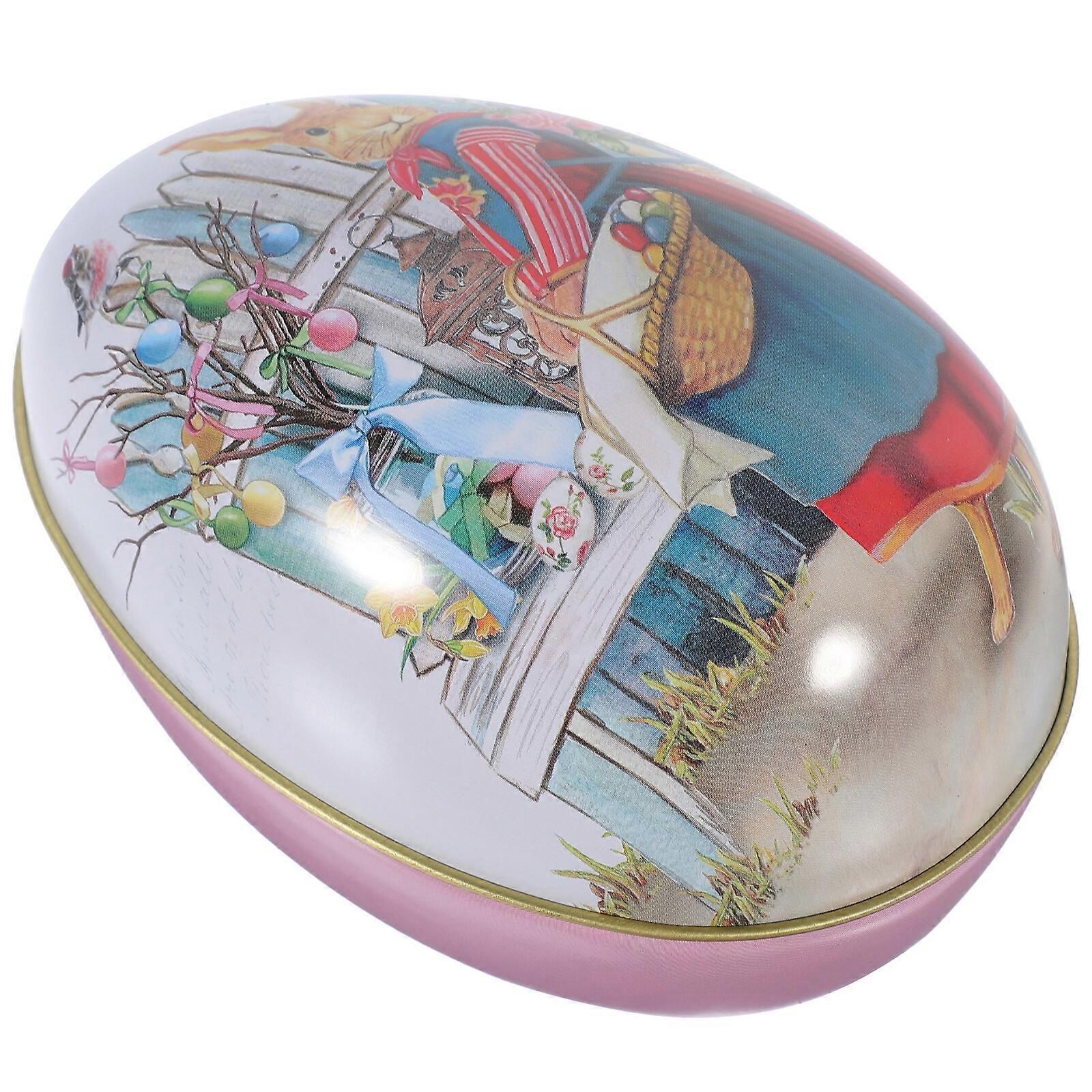 Easter Tinplate Storage Case Easter Candy Holder Easter Candy Box Decoration (L)