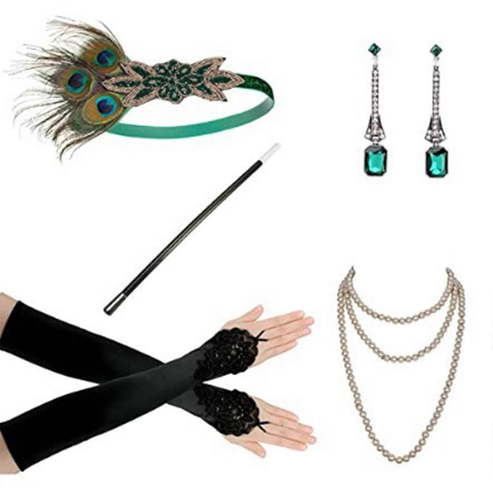 Upouusi, naiset 1920-luvun Great Gatsby -asustesarja Naamiaispuku Flapper -päähine