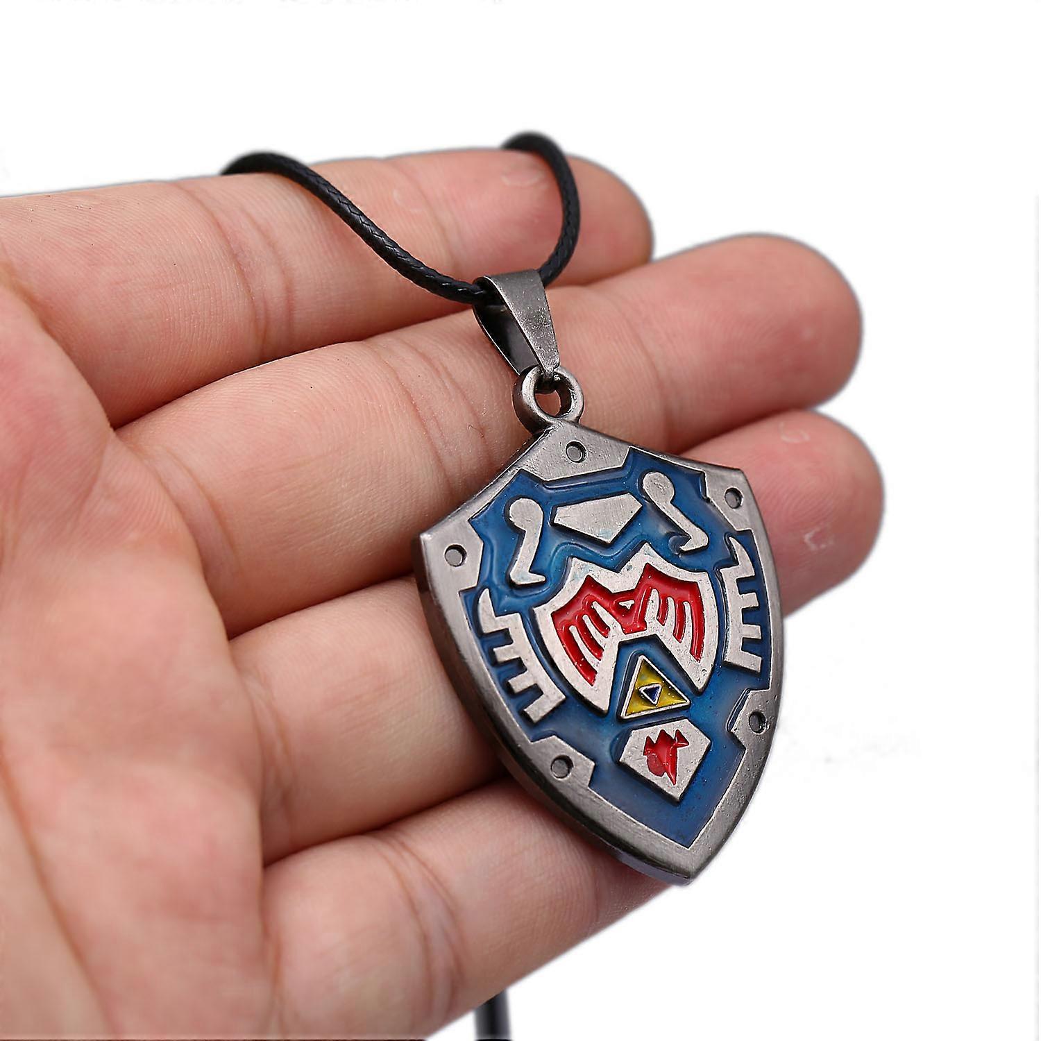 Pendant necklace antique silver black rope