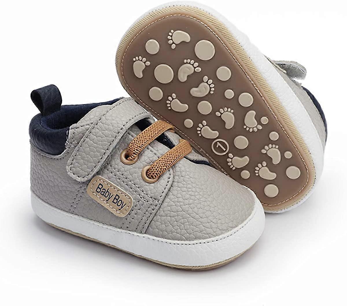 Baby Boys Girls Pu Leather Hard Bottom Walking Sneakers Toddler