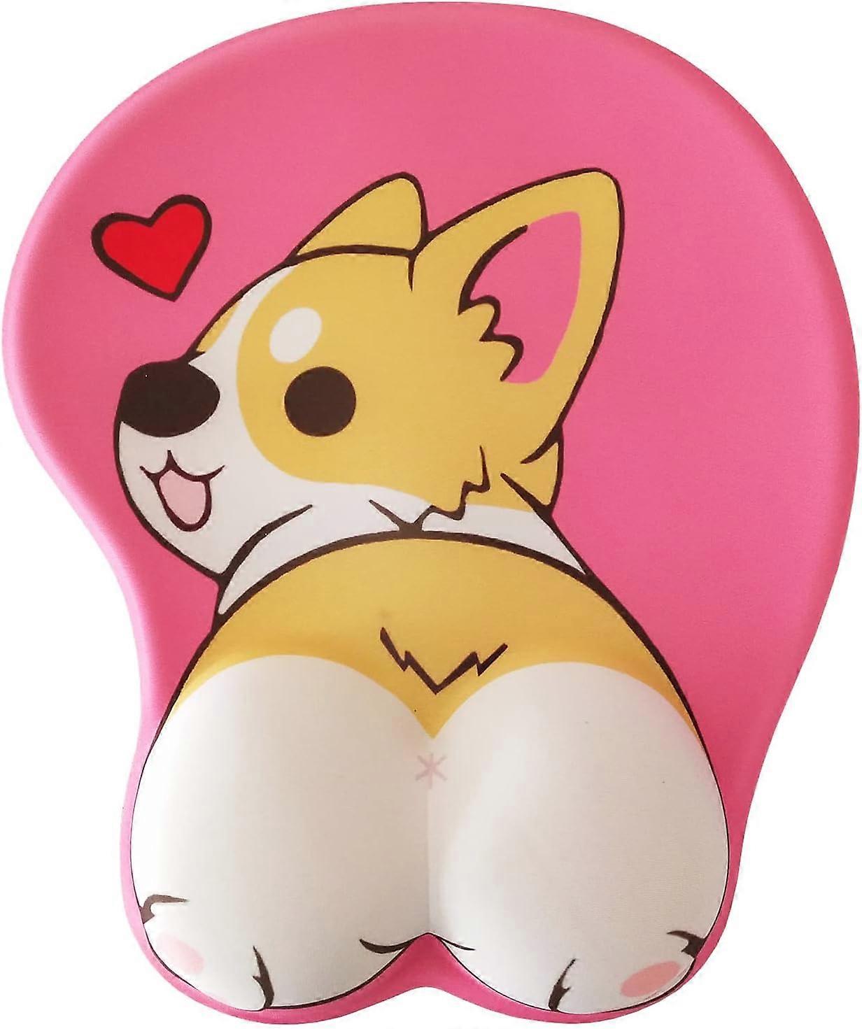 Kawaii Fun Dog Mouse Pad Cute Computer Mouse Pads Gaming Mouse Mat Ergonomic 3D Mouse Pad with Gel Wrist Support Rose