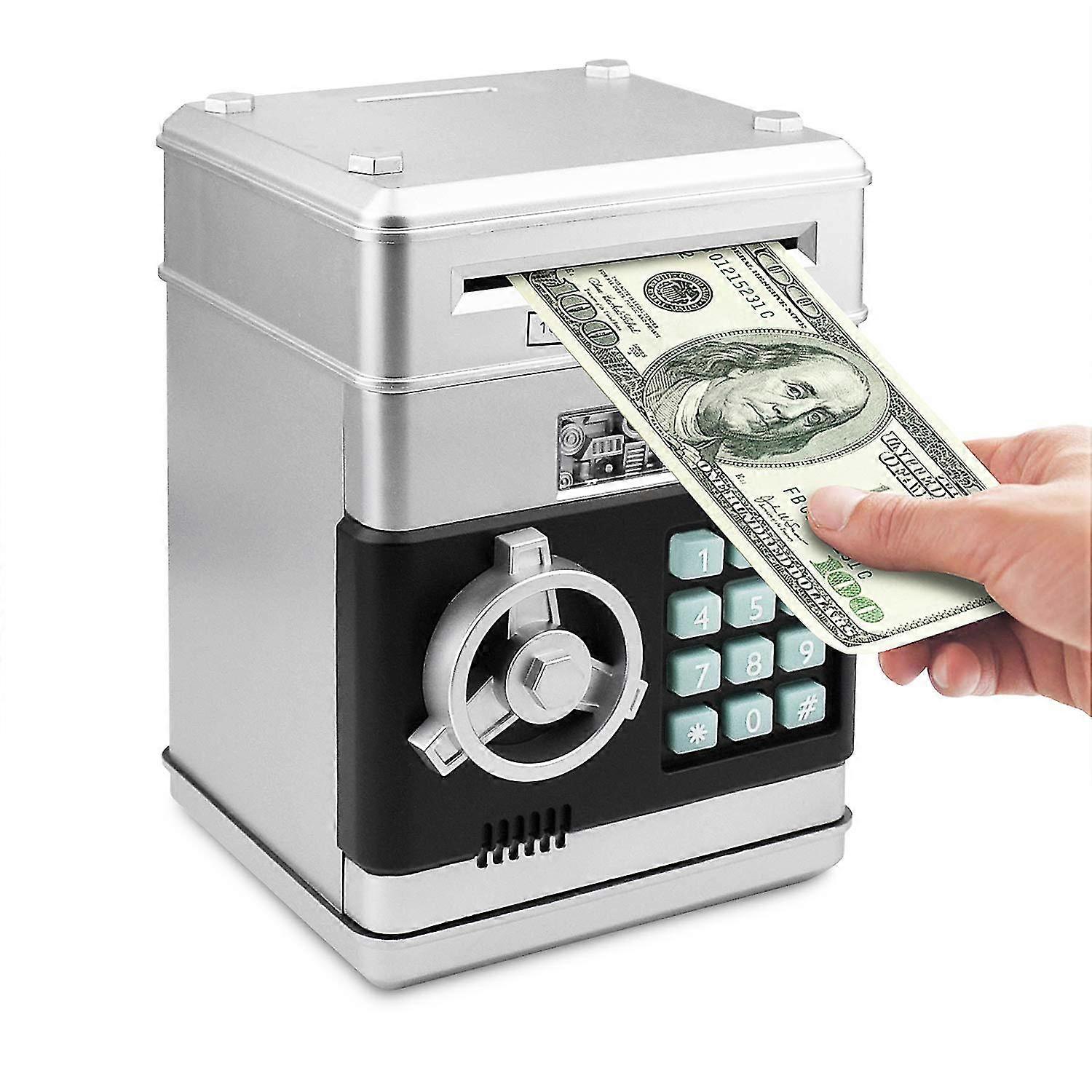 Piggy Bank, Electronic Atm Password Cash Coin Can Auto Scroll Paper Money Saving Box Toy Gift For Kid