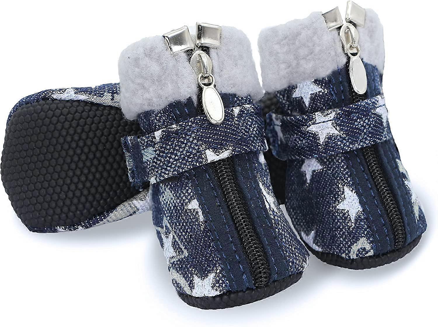 Solette antiscivolo regolabili con lacci invernali per cani caldi - Cani di piccola e media taglia - Bianco 4 pz