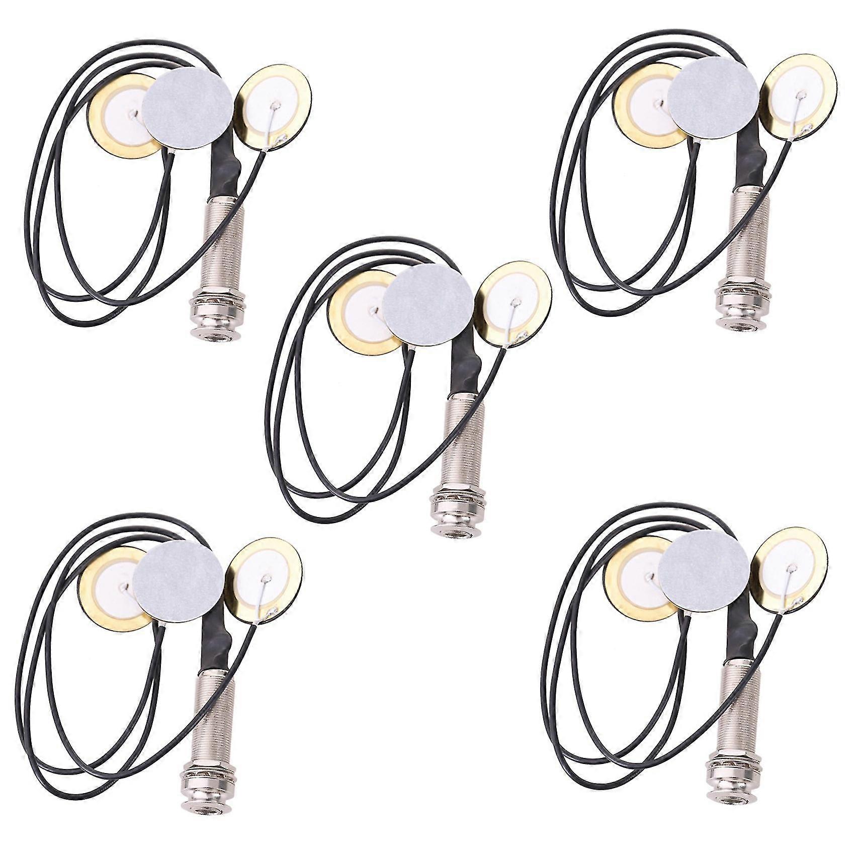 5x Piezo Contact Microphone 3 Transducer Pickups With End Pin Jack For Kalimba