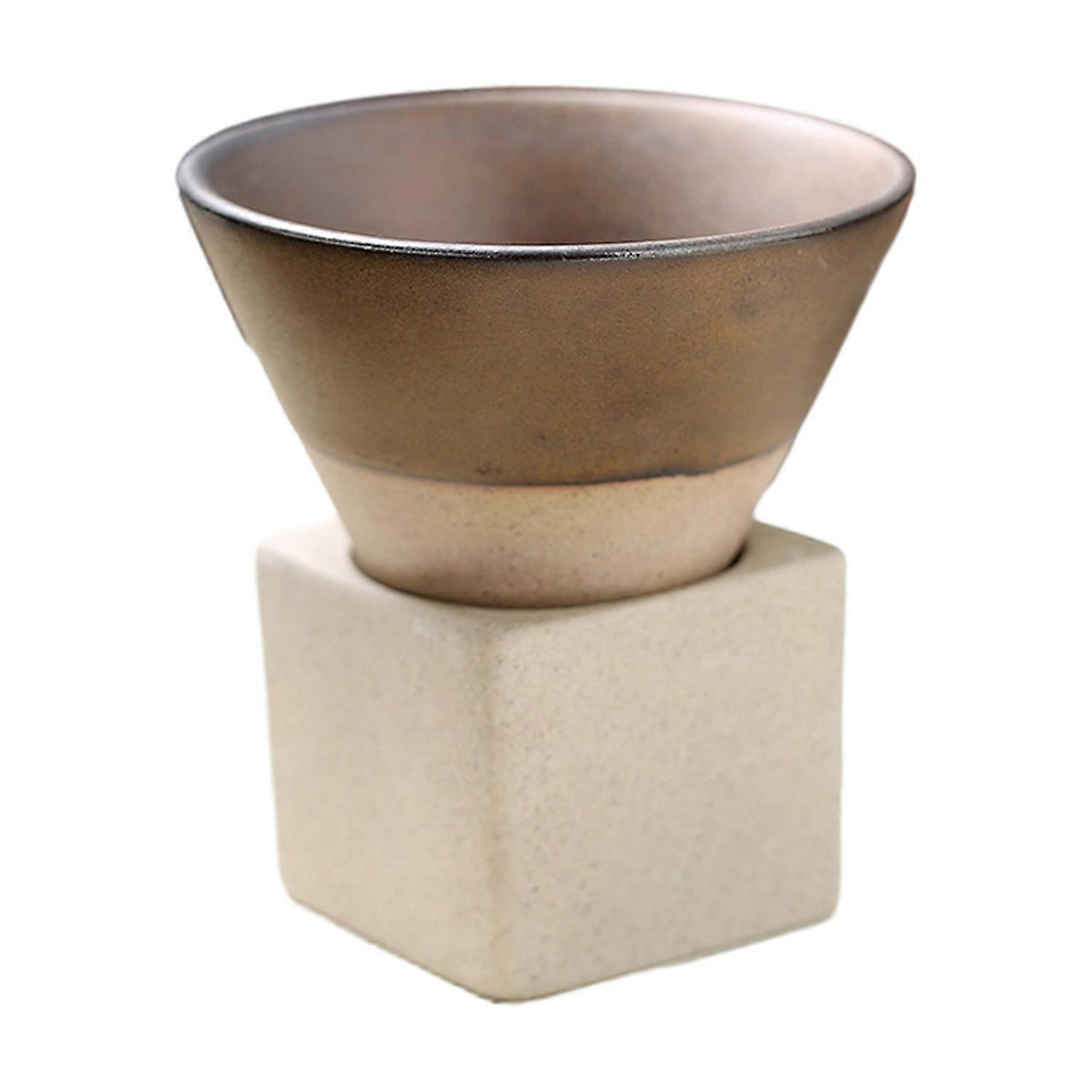 100ML Crude Pottery Funnel Coffee Cup with Base Heat-resistant Handmade Japanese Style Latte