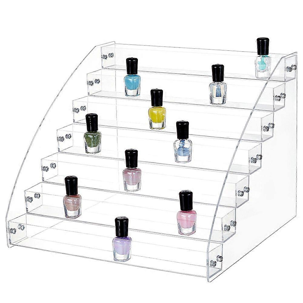 7-Tier Rectangle Acrylic Display Risers for Nail Polish Lipsticks Glasses Clear 30.5x24.8x30cm