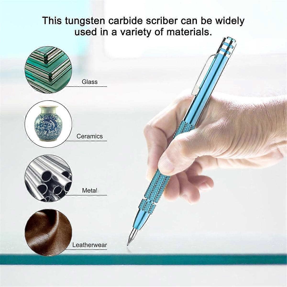 Color Tungsten Carbide Scriber with Magnet,A Ruler,with Extra 21Replacement Marking Tip,for Glass/C